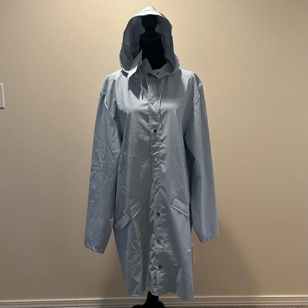 NWT Large Rains Unisex Waterproof Long Jacket Sky - Picture 2 of 10